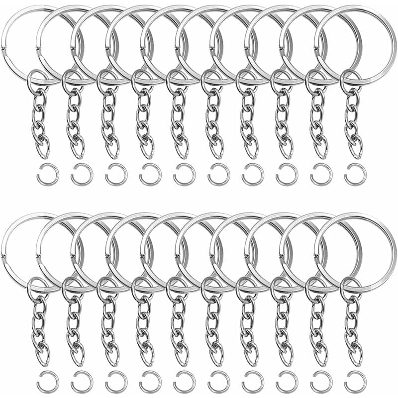100 Stück Schlüsselanhänger mit Kette 27 mm geteilte Schlüsselanhänger Ringe Menge Metall Schlüsselanhänger und offene Ringe Set | 06286528826818 100 Stück Schlüsselanhänger mit Kette 27 mm geteilte Schlüsselanhänger Ringe Menge Metall Schlüsselanhänger und offene Ringe Set | 06286528826818