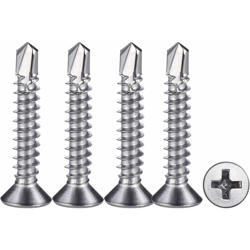 100 stücke Blechschrauben für Metall-Tek-Schrauben Flachkopfschrauben Phillips 304 Edelstahl-Blechschrauben Selbstbohrende Schrauben | 09434273352206 100 stücke Blechschrauben für Metall-Tek-Schrauben Flachkopfschrauben Phillips 304 Edelstahl-Blechschrauben Selbstbohrende Schrauben | 09434273352206