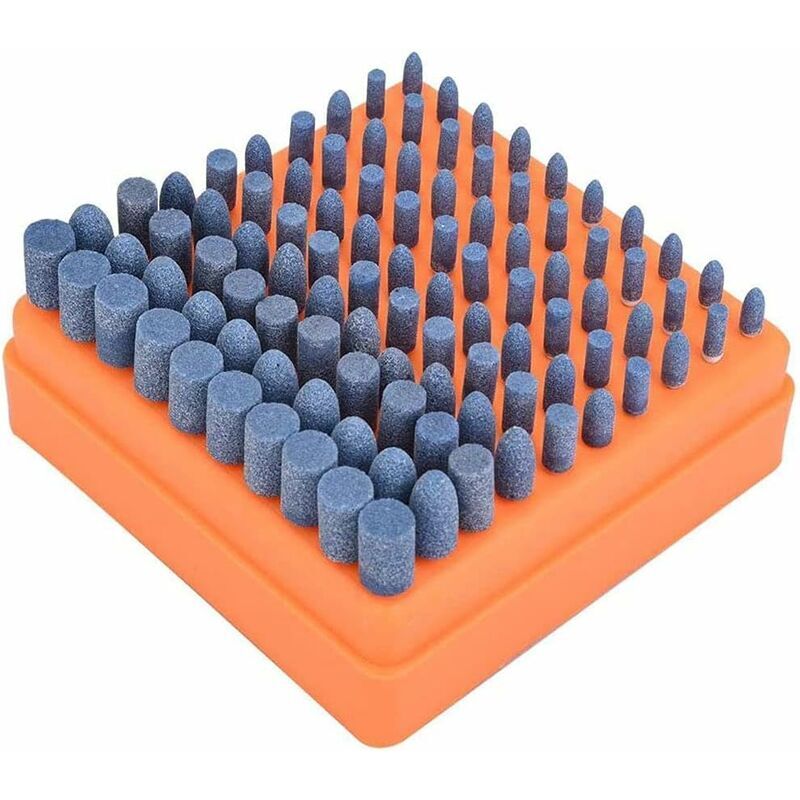 100 Stück Polierrad-montierter Schleifstein für Dremel-Rotationswerkzeuge, 3-mm-Schaft (blau)