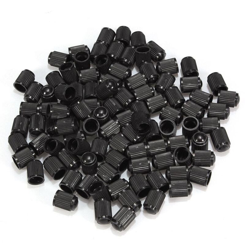 Image of Tlily - 100 stücke Kunststoff Ventilkappen Reifenkappe Abdeckung für Auto Motorrad Schwarz