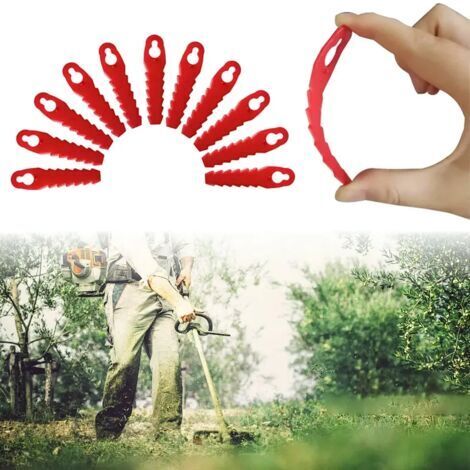 100 Stück 11 x 5,5 mm große Kunststoff-Schneidmesser für Rasenmäher, geeignet für Gartenrasenmäher.