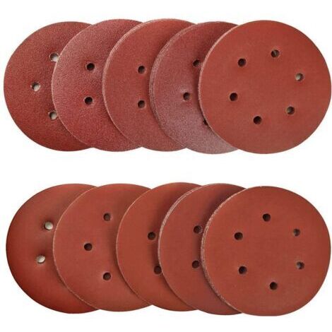 100 Stück 150mm Schleifscheiben Schleifpapier 40, 80, 120, 180, 320, 600, 800, 1000, 1500, 2000 Körnung Ideal zum Schleifen/Polieren/Entrosten für 6-Loch Exzenterschleifer