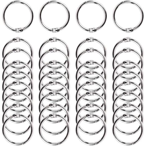 100 Stück 35 mm Metall-Binderringe, Buchringe, Binderringe, Schlüsselanhänger, Indexring, Vorhangring