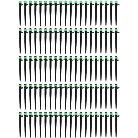 100 Stück 360° verstellbare Tropfer für Bewässerungssysteme, Tropfbewässerung für Garten, Rasen und Terrasse, 13 cm, Grün