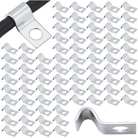 100 Stück 6,35 mm (1/4 Zoll) Stahlschrauben-Kabelbinder, verzinkte Stahlkabelbinder, Kabelbinder für Außenwände