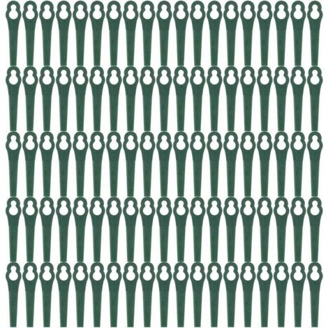 100 Stück 83 mm lange, bruchfeste Kunststoff-Schneidklingen für Rasenmäher