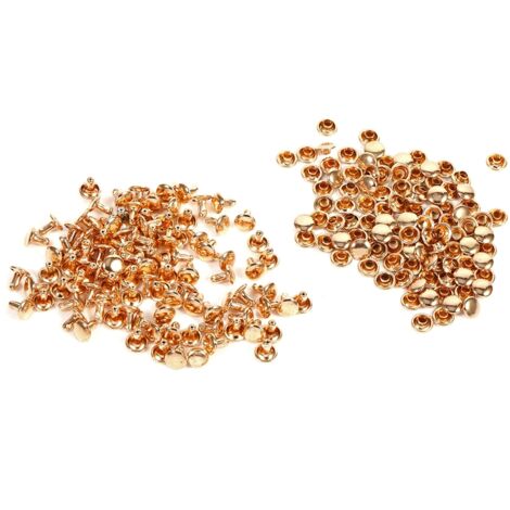 100 Stück 8x8mm Doppelkopfnieten für Lederarbeiten und Metalldekoration (Gold)