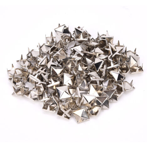 100 Stück 9 mm quadratische Kupfermessing-Nieten für Modeaccessoires, Schuhe, Taschen und Lederdekorationen – Silber