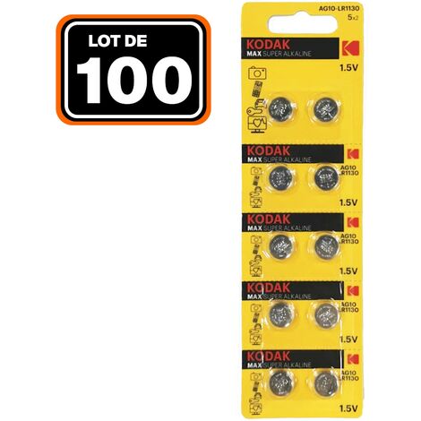 100 Stück AG10 Super Alkaline Knopfzellen 1.5V KODAK