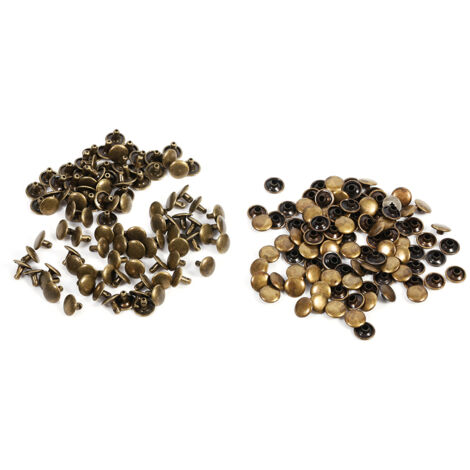 100 Stück Doppelkopfnieten 8x10mm für Lederarbeiten und Reparaturen, dekorative Metallnägel (Bronze)