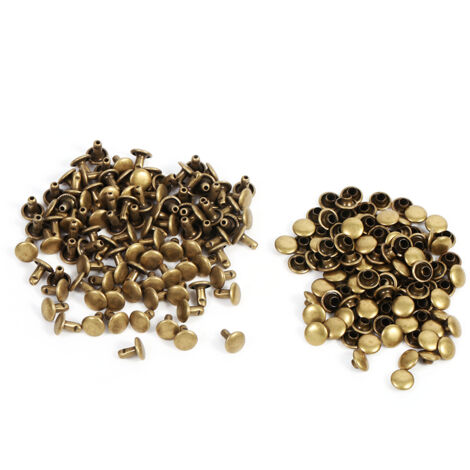 100 Stück Doppelkopfnieten 8x8mm für Lederverarbeitung und Metalldekoration (Bronze)