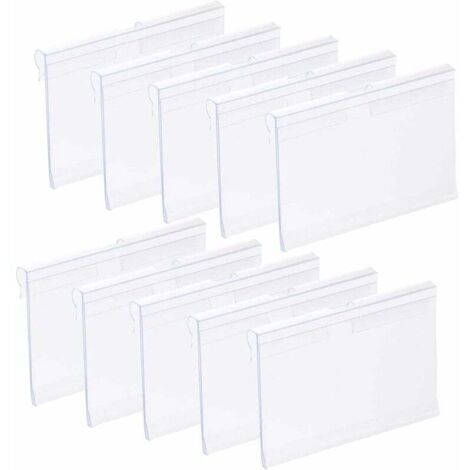 100 Stück durchsichtige Etikettenhalter aus Kunststoff, Etikettenhalter aus PVC, Etikettenhalter aus Kunststoff, Regal-Preisschildhalter für Regale, Geschäfte, Supermärkte, kleine Läden