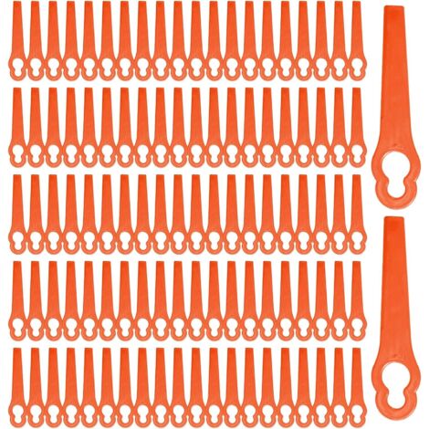 100 Stück Ersatz-Kunststoffmesser, Rasenkantenmesser für Rasenmäher, Kunststoff-Kantenschneidermesser, Ersatzmesser für Akku-Rasenkantenschneider, für Gartenrasen (Orange)