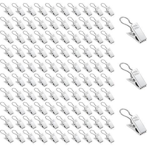 100 Stück Gardinenklammern aus Metalleisen Silber, Clips mit Haken und Klemmringen für Dusche und Fenster, Dekoration für Zuhause