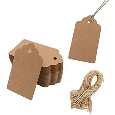 100 Stück Geschenkanhänger aus Kraftpapier mit Schnur, Blanko-Geschenktütenanhänger, Preisschilder (Braun)