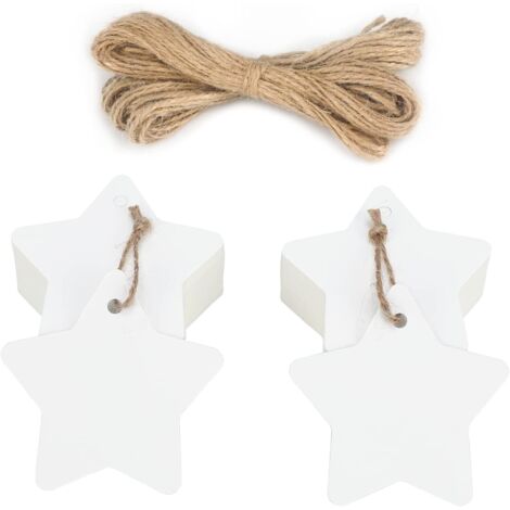 100 Stück Geschenkanhänger aus Kraftpapier, sternförmig, 6 cm, für Weihnachten/Hochzeit