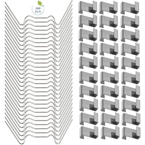 READCLY 100 Stück Glas-Gewächshaus-Clips, Edelstahl-Gewächshaus-Fenster-Clips, Gewächshaus-Zubehör (50 Stück 304 Edelstahl-Drahtklammern W, 50 Stück 301 Edelstahl-Überlappung Z)