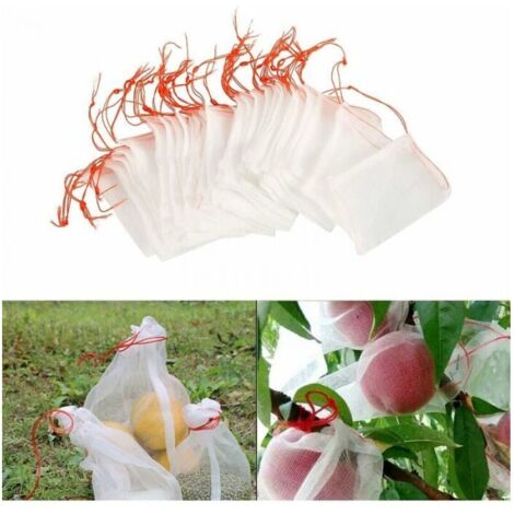 100 Stück Insektennetzbeutel, Nylon-Gartenschutz, wiederverwendbare Obstpflanzenschutzbeutel, Anti-Vogel-Traubenbeutel mit Kordelzug (15 x 25 cm) MUMU