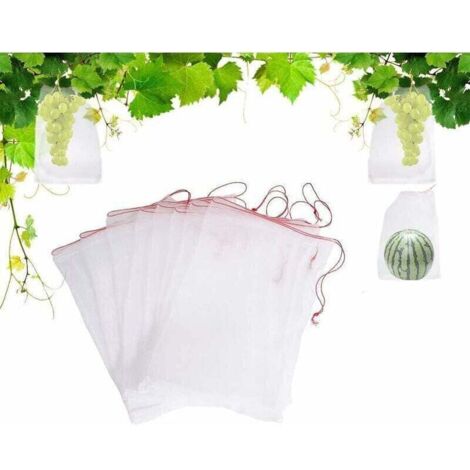 100 Stück Insektenschutznetzbeutel, Gartenschutznetz aus Nylon, wiederverwendbarer Obst- und Pflanzenschutzbeutel, Traubenbeutel mit Kordelzug, 15 x 10 cm –