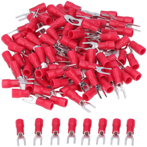 100 Stück isolierte Gabelklemmen 22-16AWG, Crimpverbinder-Set für elektrische Kabel