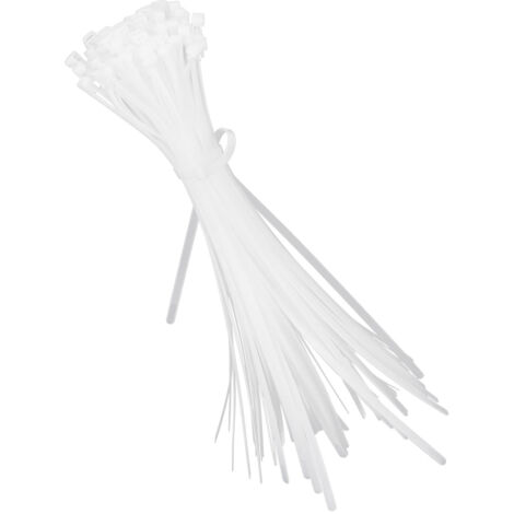 100 Stück Mehrzweck-Kabelbinder aus Nylon, dicke und dünne Befestigungselemente, weiße Kabelbinder 8 x 400 mm