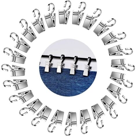 100 Stück Metall-Gardinenclips, silberfarbene Edelstahlclips und -haken, Gardinenclipringe, Pi