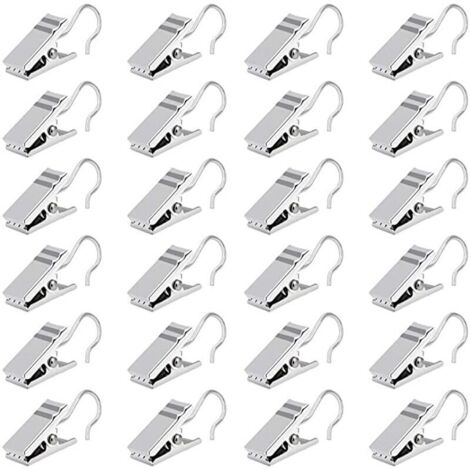 100 Stück Metall-Vorhangclips, 3,3 cm, silberfarbene Clip-Ringhaken, Edelstahl-Vorhangclips für Duschvorhänge und Fotokarten