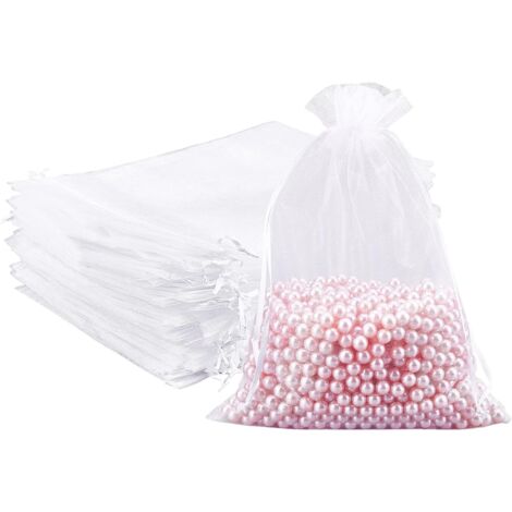 100 Stück Organzabeutel, 20 x 30 cm große Geschenktüten mit Kordelzug