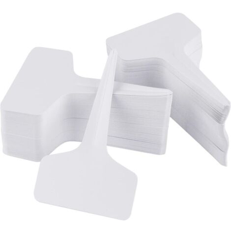 100 Stück robuste Pflanzenetiketten, wasserfeste T-förmige Pflanzenstecker - Premium-Gartenetiketten für Baumschulen - umweltfreundlich - grauweiß (6 x 10 cm)