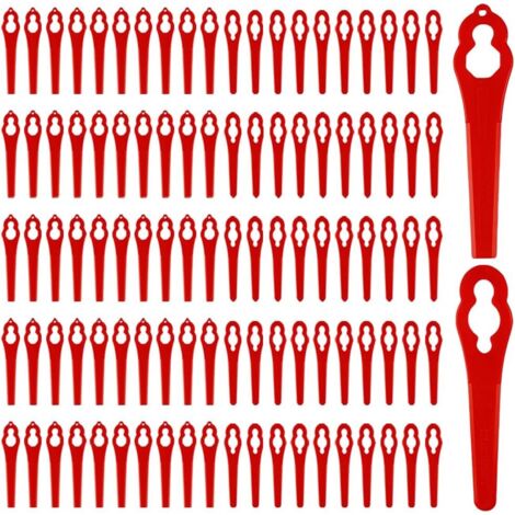 100 Stück rote Kunststoff-Ersatzmesser für Rasenkantenschneider, Kunststoff-Kantenschneidermesser, Ersatzmesser für Akku-Rasenkantenschneider