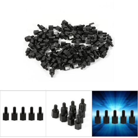 100 Stück Rundkopfschrauben M2, M3, M4, Nylon-Sechskantmuttern, Gewindedistanzstücke (männlich und weiblich)