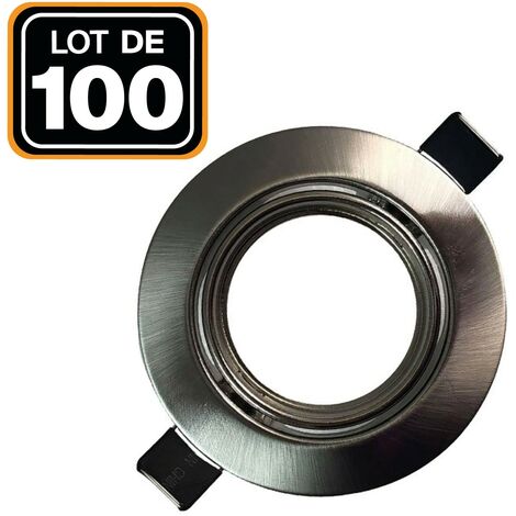 100 Stück schwenkbare Einbauhalterungen für runde LED-Einbaustrahlerlights aus gebürstetem Aluminium - Durchmesser 90mm - Bohrloch 65mm