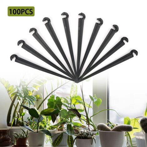 100 Stück Tropfschlauchunterstützung, Tropfbewässerungsunterstützung, Bewässerungsunterstützung, Tropfschlauchpfähle, Bewässerungsschlauchpfähle, für 4/7 Tropfbewässerungsschlauch