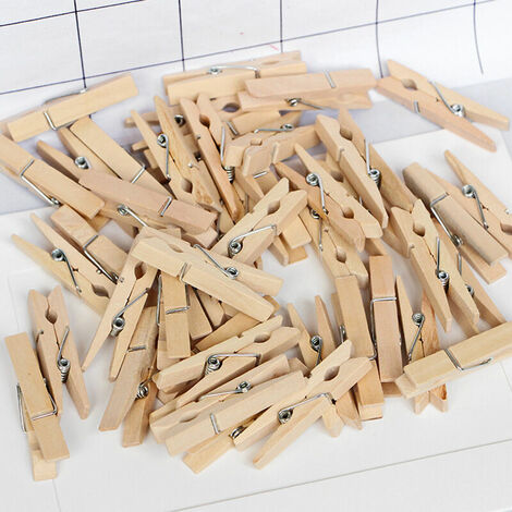 100 Stück Wäscheklammern aus Holz, natürliche Wäscheklammer, Größe 4,50,7 cm
