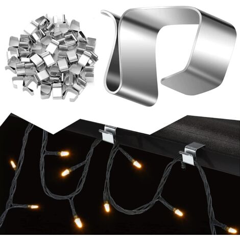 100 Stück Weihnachtslichthaken, Kabelklemmen, Dachrinnenhaken für den Außenbereich, Dachrinnenhaken für Weihnachtsbeleuchtung, verzinkte Dachhaken für Weihnachtsbeleuchtung