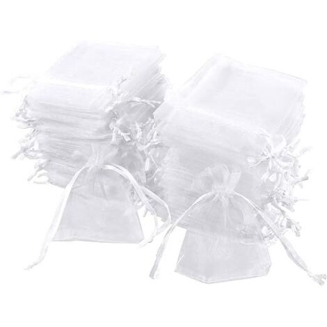 100 Stück weiße Organzabeutel, 7 x 9 cm, Organza-Geschenkbeutel, Schmuckbeutel, Hochzeitsbeutel, Lavendelbeutel, Hochzeitsgeschenk