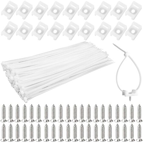 100 supports de fixation,vis inox,câbles,nylon,maison,bureau