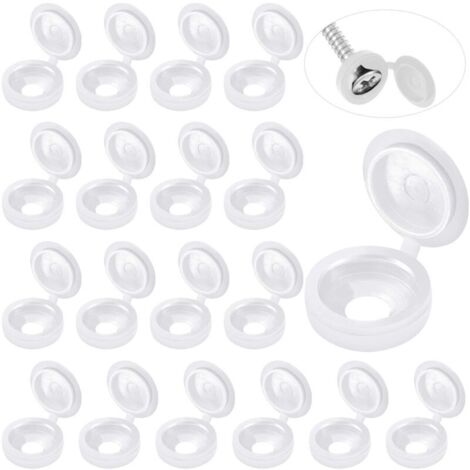 100 tapas de plástico para tornillos con bisagras, tapas dobladas, tapas con arandela y tapas abatibles (blanco, S)