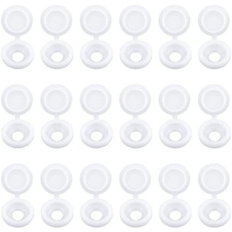 100 tapas de plástico para tornillos de bisagra, blancas, para muebles, armarios y estantes.