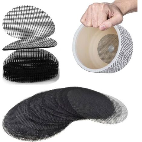 100 tapis maille perforée 5 cm pour pots fleurs – Grille fond anti-perte terre – Outils jardinage, pots non inclus