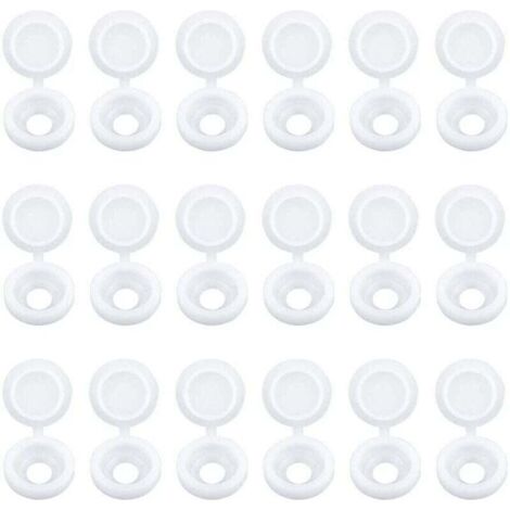 100 tapones de plástico para tornillos de bisagra blancos para muebles, armarios y estantes.