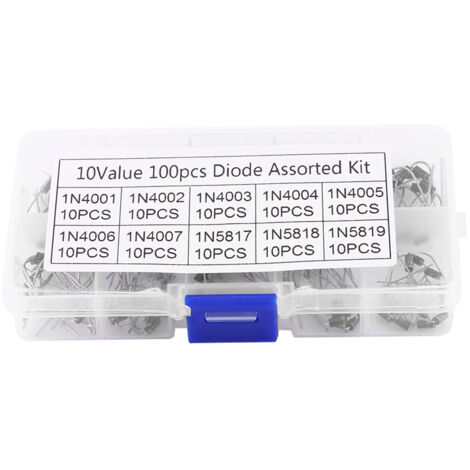 100-teiliges Elektronik-Sortiment mit 10 Leckstrom-Gleichrichterdioden mit Box 1N40011N4007 1N58171N5819.