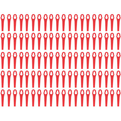 100-teiliges Rasentrimmermesser-Set, Kunststoff-Rasentrimmermesser für Rasenmäher, kompatibel mit Poly Cut 2-2 4008 007 1000 (Rot)