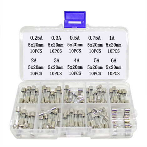 100-teiliges Sicherungsset, 520-mm-Sicherung, 0,25 A 6 A flinke Sicherung
