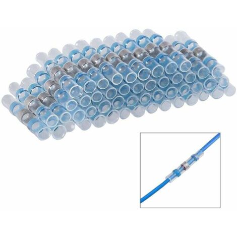 100 terminales de crimpado eléctricos termorretráctiles azules, conector de cable con sello de soldadura, kit de crimpado de conectores eléctricos impermeables con sello de soldadura de 16-14 AWG, Sup
