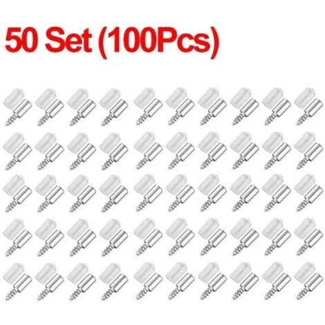 100 tornillos autoperforantes con soportes de placa, soportes para divisores de armario, anclajes para estantes con funda antideslizante