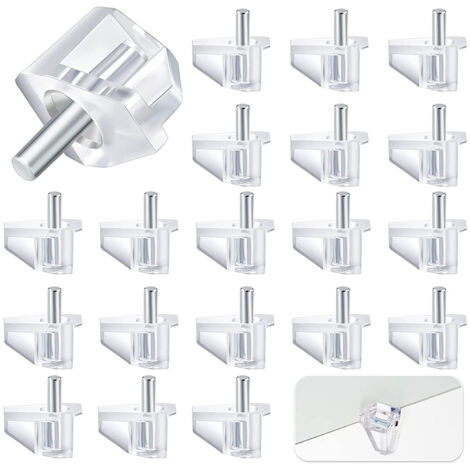 100 transparente 3-mm-Regalwinkel, Kunststoffdübel-Set für Möbel, Schränke und Bücherregale