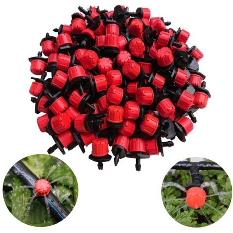 100 Tropfer, 360 Grad verstellbar, 8 Löcher, 6,35 mm Anschluss, Garten und Landwirtschaft