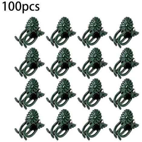 100 tuteurs pour plantes grimpantes à 5 griffes, réutilisables, en plastique, pour fixer les fleurs.
