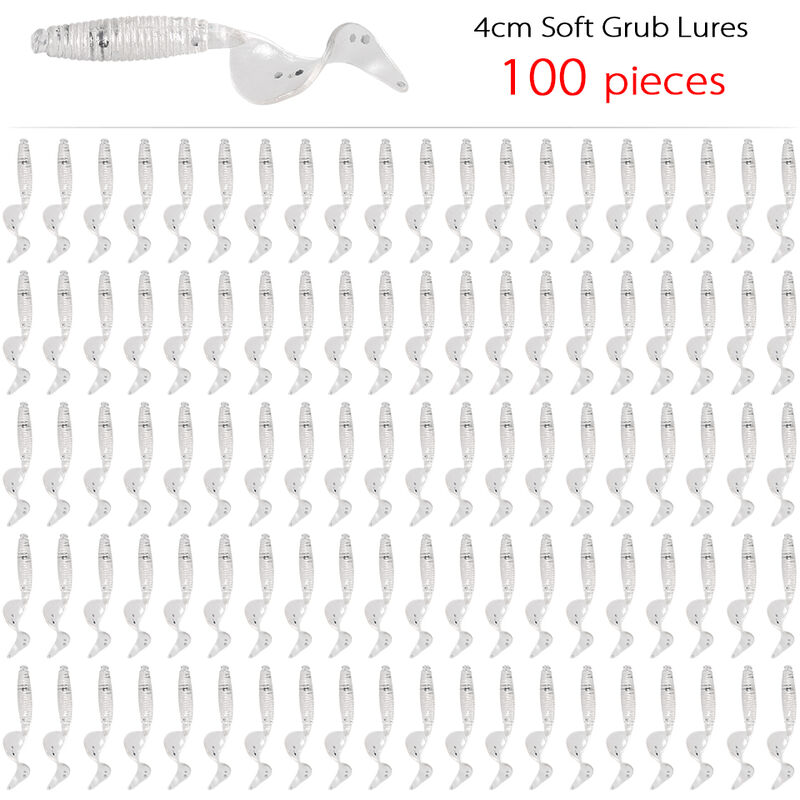 

100 Uds 4cm senuelos de pesca artificiales suaves Swimbait Tail Grub senuelos gusano Moggot Grub senuelos cebos,Plata